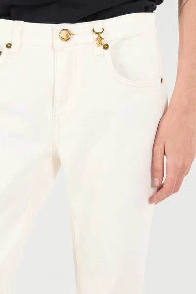 Roberto Cavalli Python-print Jeans In Ivory