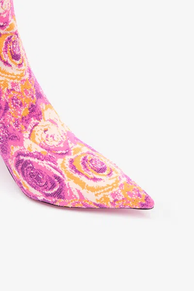 Roberto Cavalli Ankle Boots With Rose Inlay In Fuchsia
