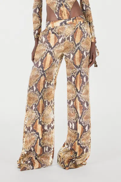 Roberto Cavalli Hose Mit Python-print In Brown
