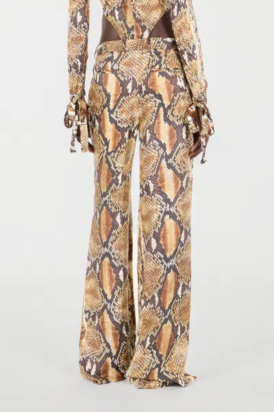 Roberto Cavalli Hose Mit Python-print In Brown