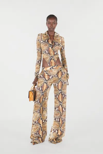 Roberto Cavalli Hose Mit Python-print In Brown