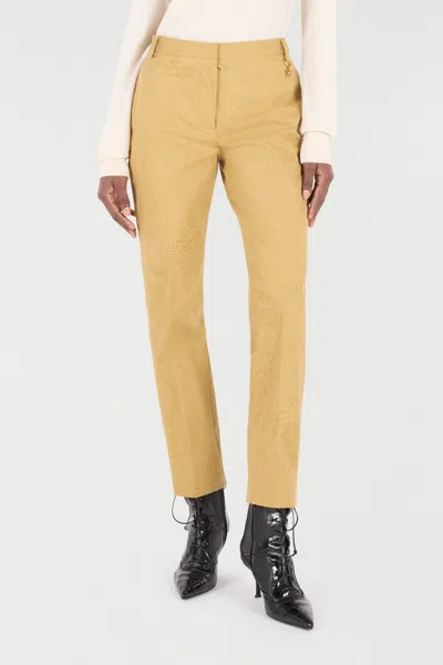 Roberto Cavalli Solid-color Python-print Pants In Kaki