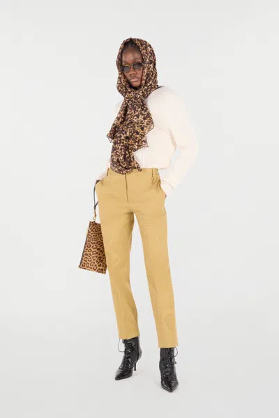 Roberto Cavalli Solid-color Python-print Pants In Kaki