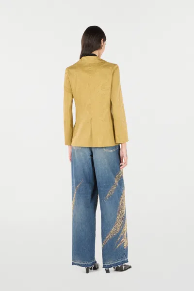 Roberto Cavalli Double-breasted Jacket With Python Pattern In Kaki