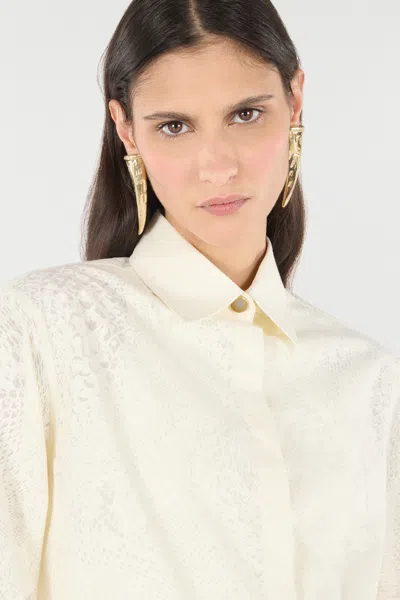 Roberto Cavalli Python-print Shirt In Ivory