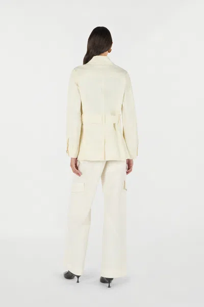 Roberto Cavalli Jacket With Belt And Python Pattern In Ivory