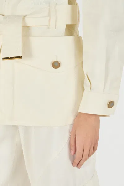 Roberto Cavalli Jacket With Belt And Python Pattern In Ivory