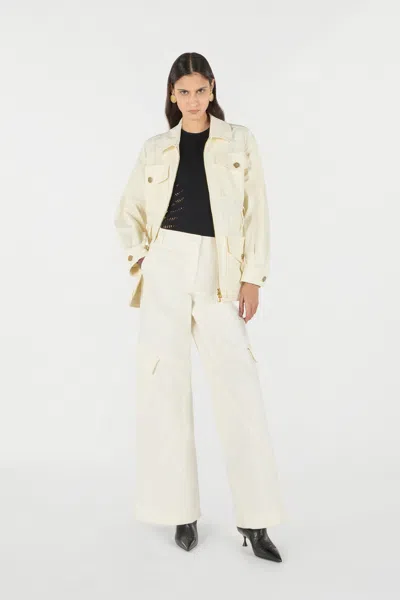 Roberto Cavalli Jacket With Belt And Python Pattern In Ivory