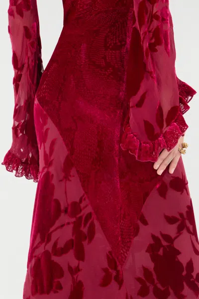 Roberto Cavalli Long Skirt With Rose And Python Pattern In Red