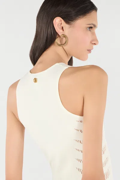 Roberto Cavalli Dress With Openwork Zebra Pattern In Ivory