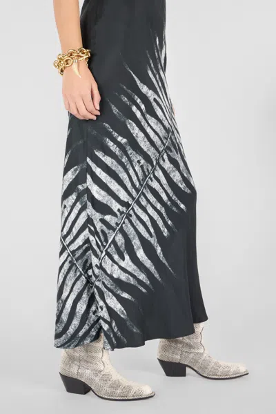 Roberto Cavalli Zebra Silk Slip Dress In Black
