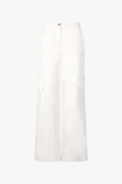 Roberto Cavalli Stretch Cotton Pants With Python Print In Ivory