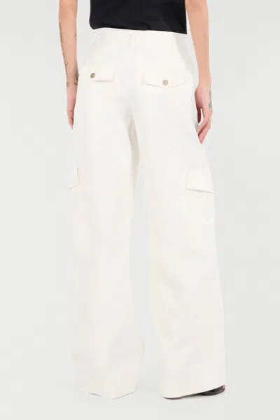 Roberto Cavalli Stretch Cotton Pants With Python Print In Ivory