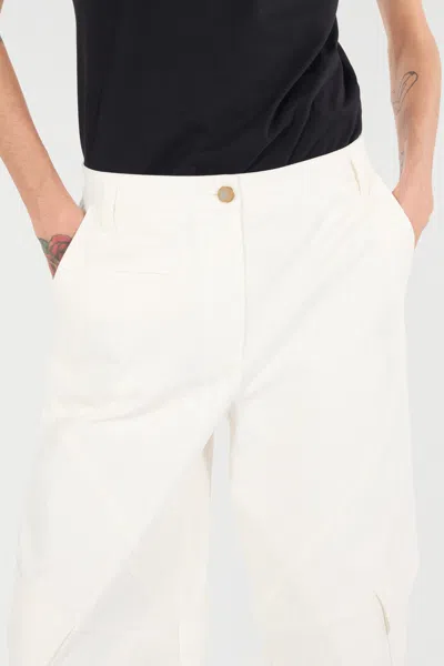 Roberto Cavalli Stretch Cotton Pants With Python Print In Ivory