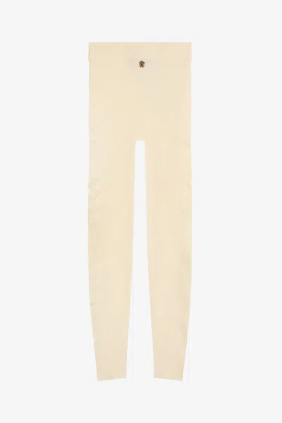 Roberto Cavalli Leggings With Openwork Python Pattern In White