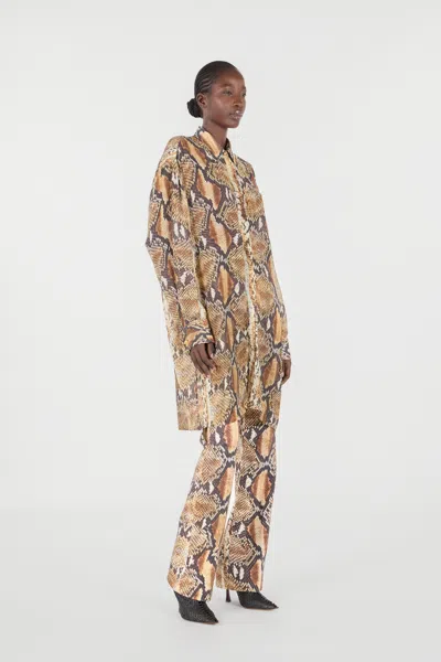 Roberto Cavalli Hemdkleid Mit Python-print In Brown