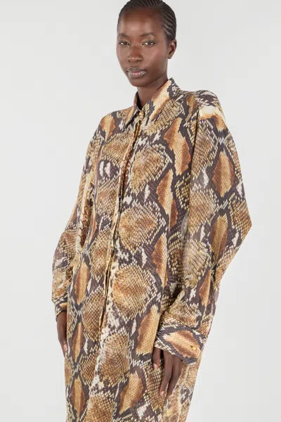 Roberto Cavalli Hemdkleid Mit Python-print In Brown