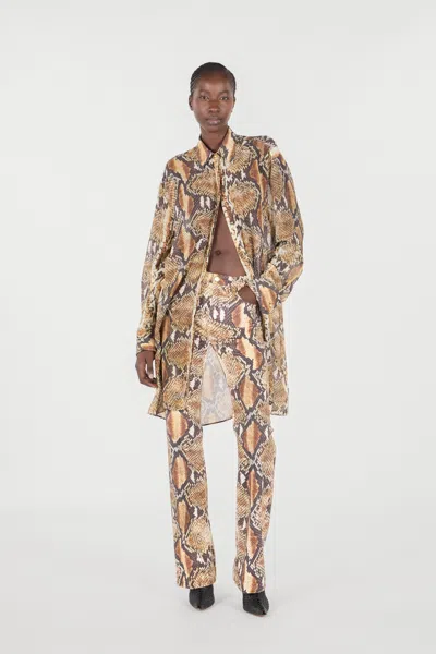 Roberto Cavalli Hemdkleid Mit Python-print In Brown