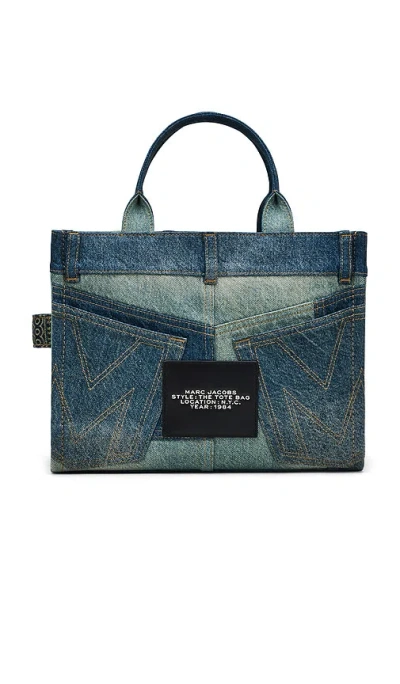 Marc Jacobs Blue 'the Deconstructed Denim' Medium Tote In 混靛蓝色