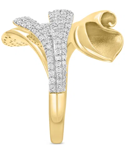Effy Collection Effy Diamond Pave Lily Inspired Bypass Ring (3/8 Ct. T.w.) In 14k Gold In Gold
