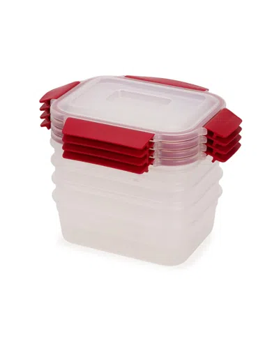 Joseph Joseph Nest Lock 8-piece Rectangular Food Storage Container Set In Red