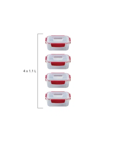 Joseph Joseph Nest Lock 8-piece Rectangular Food Storage Container Set In Red
