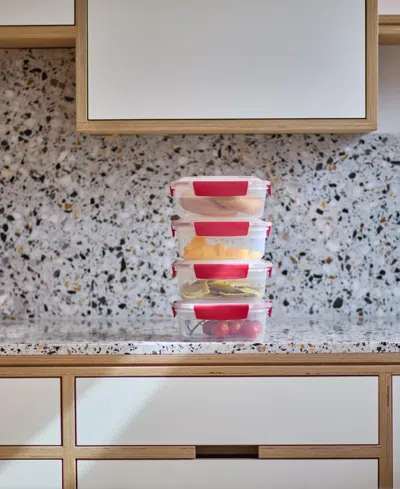 Joseph Joseph Nest Lock 8-piece Rectangular Food Storage Container Set In Red