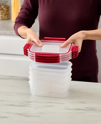 Joseph Joseph Nest Lock 8-piece Rectangular Food Storage Container Set In Red