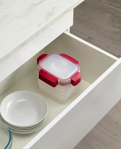 Joseph Joseph Nest Lock 8-piece Rectangular Food Storage Container Set In Red