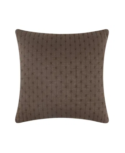 Levtex Cross Stitch Quilted Decorative Pillow, 18" X 18" In Cocoa