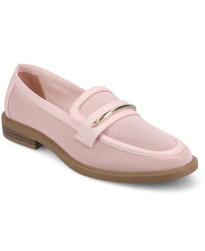 Journee Collection Women's Rainey Slip On Tailored Loafers In Pink Mesh