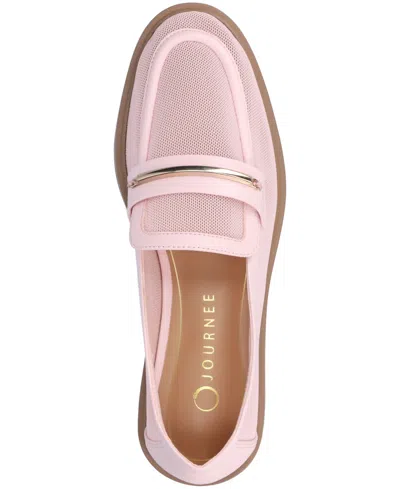 Journee Collection Women's Rainey Slip On Tailored Loafers In Pink Mesh