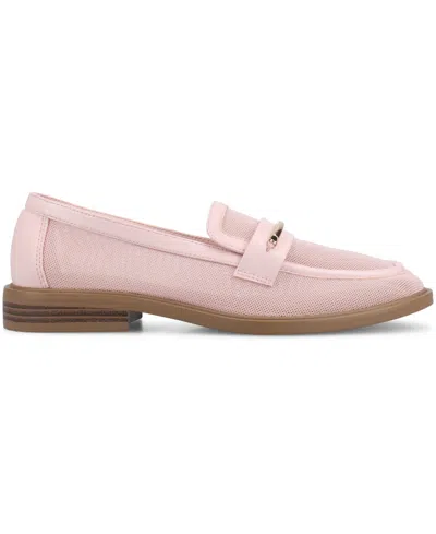 Journee Collection Women's Rainey Slip On Tailored Loafers In Pink Mesh