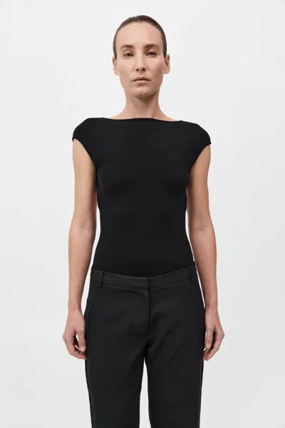 St Agni Asymmetric Ribbed-knit Top In Black