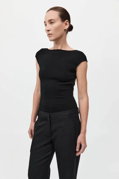 St Agni Asymmetric Ribbed-knit Top In Black