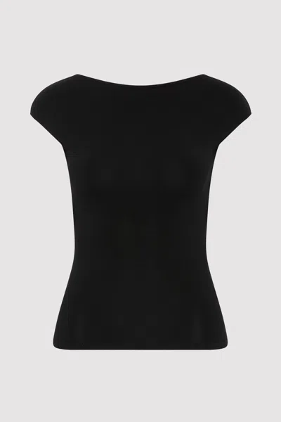 St Agni Asymmetric Ribbed-knit Top In Black
