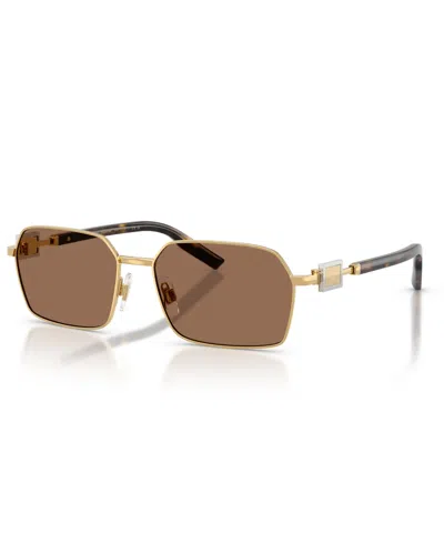 Dolce & Gabbana Wire-frame Rectangular Sunglasses In Dark Brown