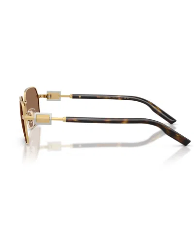 Dolce & Gabbana Wire-frame Rectangular Sunglasses In Dark Brown