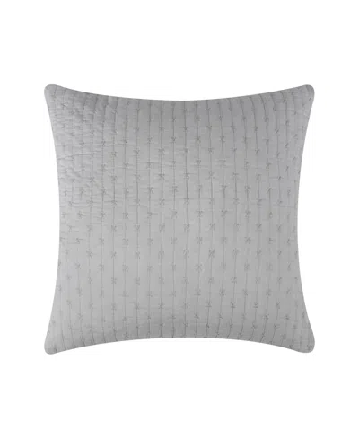Levtex Cross Stitch Quilted Decorative Pillow, 18" X 18" In Light Grey