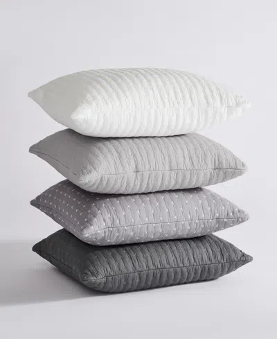 Levtex Cross Stitch Quilted Decorative Pillow, 18" X 18" In Light Grey