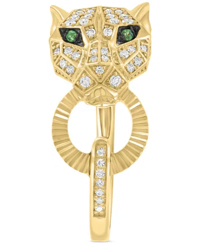 Effy Collection Effy Diamond (1/4 Ct. T.w.) & Tsavorite Accent Jaguar Ring In 14k Gold In Gold