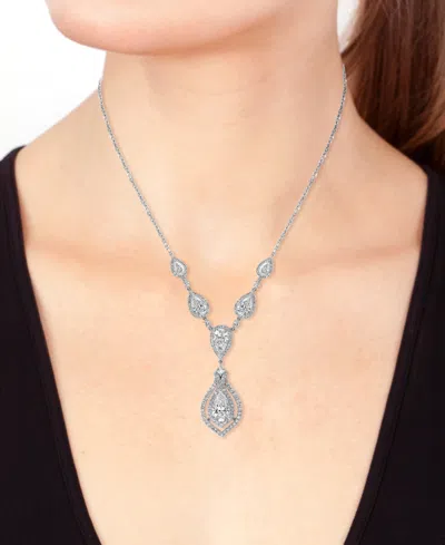 Effy Collection Effy Lab Grown Diamond Pear & Round Fancy 18" Collar Necklace (6-1/2 Ct. T.w.) In 14k White Gold In White Gold