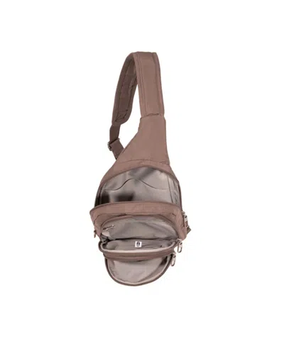 Baggallini Securtex Anti-theft Multi Zip Sling Bag In Brown
