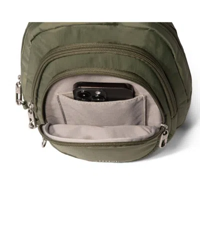 Baggallini Securtex Anti-theft Multi Zip Sling Bag In Thyme