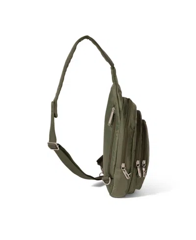 Baggallini Securtex Anti-theft Multi Zip Sling Bag In Thyme