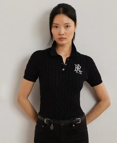 Ralph Lauren Women's Cable-knit Polo Shirt In Black