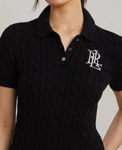 Ralph Lauren Women's Cable-knit Polo Shirt In Black