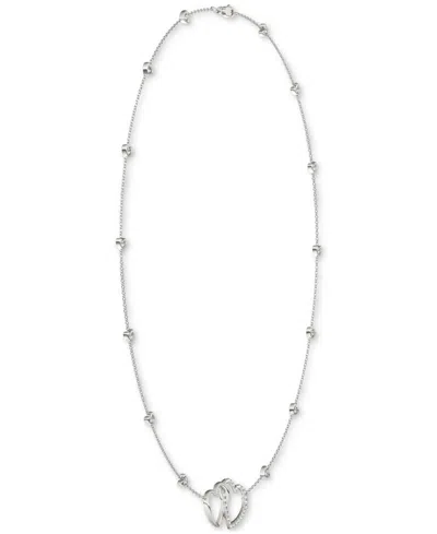 Charles & Colvard Moissanite Linked Hearts Pendant Necklace (3/8 Ct. T.w.) In Sterling Silver, 18" In Sterling Silver