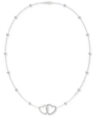 Charles & Colvard Moissanite Linked Hearts Pendant Necklace (3/8 Ct. T.w.) In Sterling Silver, 18" In Sterling Silver