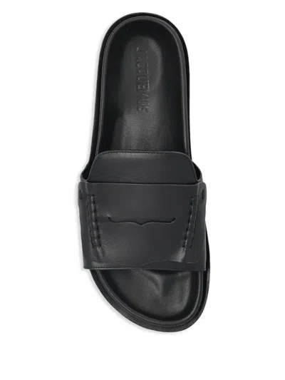Jacquemus Minimalist Black Slip-on Mules With Contoured Footbed In Black